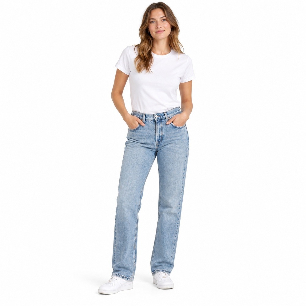LEVI'S Low Pro Straight Jeans Women's W28 Light Blue Wash 100% Cotton